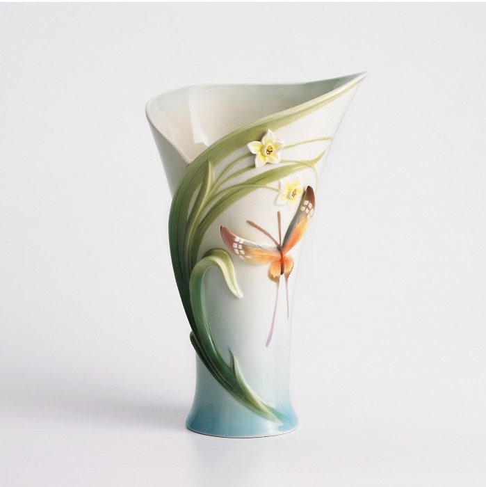 Franz Porcelain Papillon Butterfly Collection Vase Fine Porcelain