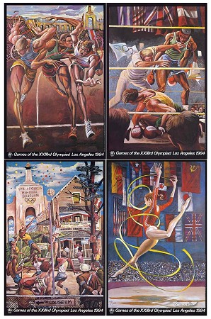 fine art Ernie Barnes _ Ernie Barnes 1984 Limited Edition Olympic Series Set Hand Signed in Pencil