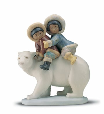 Eskimo Riders 1994-2001 by Lladro Image is watermarked for copyright protection and is not present on the actual art work.