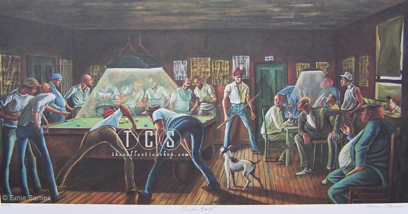 Eight Ball by Ernie Barnes Image is watermarked for copyright protection and is not present on the actual art work.