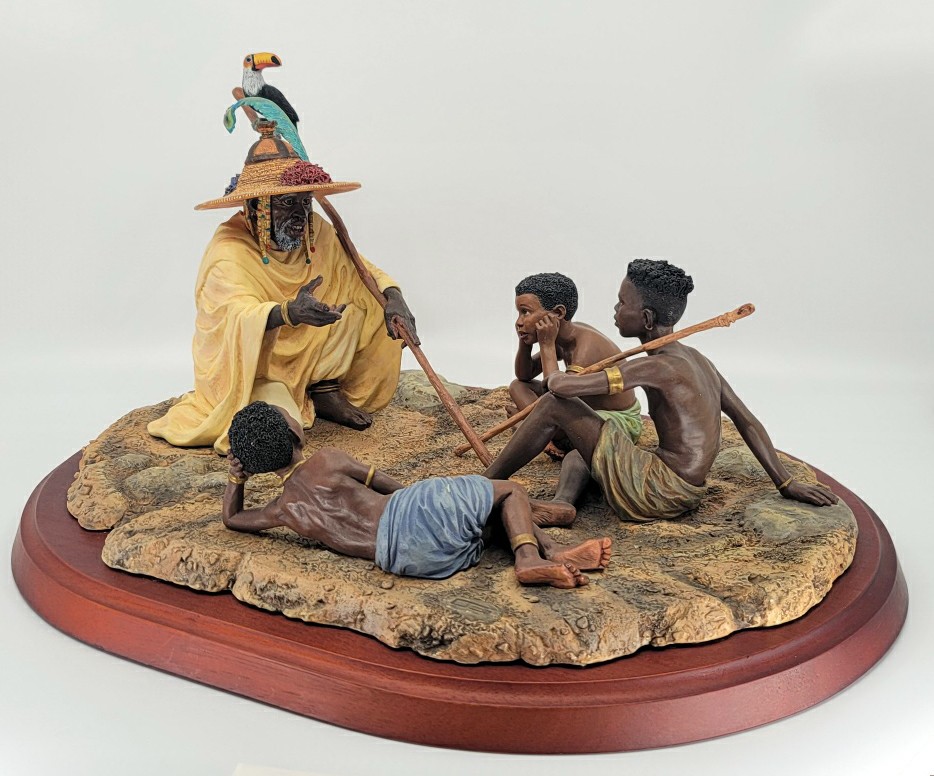 The Story teller by Thomas Blackshear's Ebony Visions Image is watermarked for copyright protection and is not present on the actual art work.