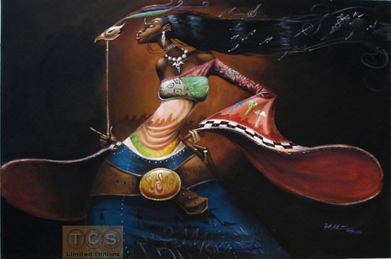 MASQUERADE REMARQUE by Frank Morrison Image is watermarked for copyright protection and is not present on the actual art work.