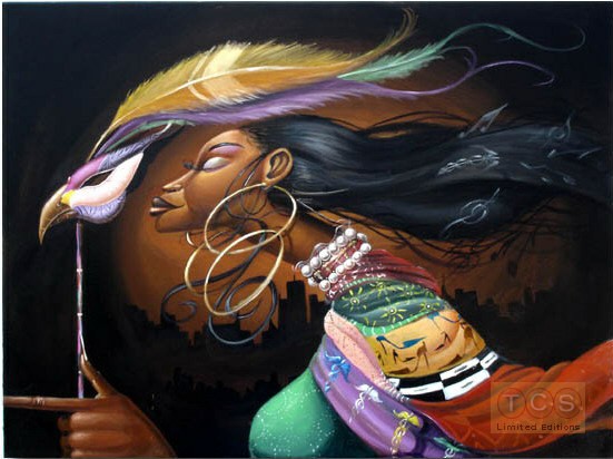 SISTA BEHIND THE MASK ARTIST PROOF by Frank Morrison Image is watermarked for copyright protection and is not present on the actual art work.