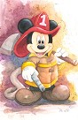 Fireman Mickey Hand Textured Giclee on Canvas