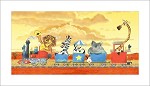 Madagascar Kids Train Giclee On Paper by Kirk Sanders Image is watermarked for copyright protection and is not present on the actual art work.