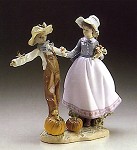 Lladro Scarecrow_with_lady_1986-96&nbsp;5385G 