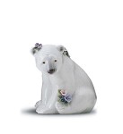 Lladro Seated_polar_bear_with_flowers_1997-01&nbsp;6356G 