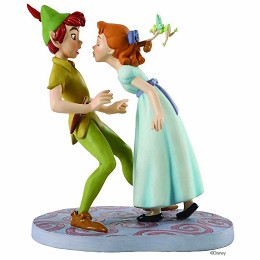 Peter Pan Peter, Wendy And Tinker Bell: I�m So Happy, I Think I�ll Give You A Kiss by WDCC Disney Classics Image is watermarked for copyright protection and is not present on the actual art work.