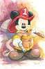 Michelle St Laurent&nbsp;Fireman Mickey Hand Textured Giclee on Canvas