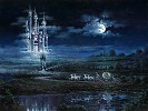 Rodel Gonzalez&nbsp;Moonlit Castle Hand Embellished Giclee on Canvas