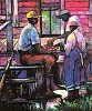 William Tolliver&nbsp;Afternoon Checkers Artist Signed Lithograph