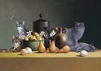 Still Life With Three Eggs And Four Pairs L.e.canvas by Braldt Braldt