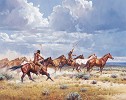 Running With The Elkdogs By Martin Grelle Giclee On Canvas  Artist Proof by Martin Grelle