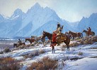 Apsaalooke Horse Hunters By Martin Grelle Giclee On Canvas  Artist Proof by Martin Grelle