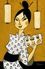 Sushi Server Giclee on Canvas by Tim Rogerson