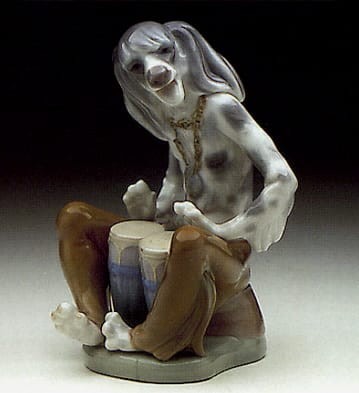 Lladro Dog Playing Bongos Porcelain Figurine