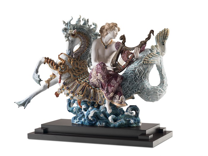 Lladro Arion on A Seahorse Porcelain Figurine