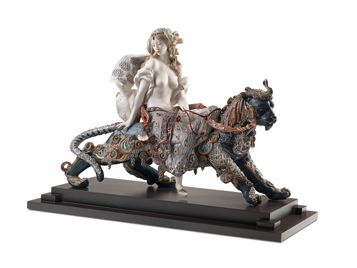 Lladro Bacchante on A Panther Porcelain Figurine