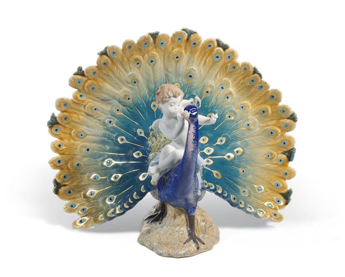 Lladro Cherub on a Peacock 01001961 Porcelain Figurine