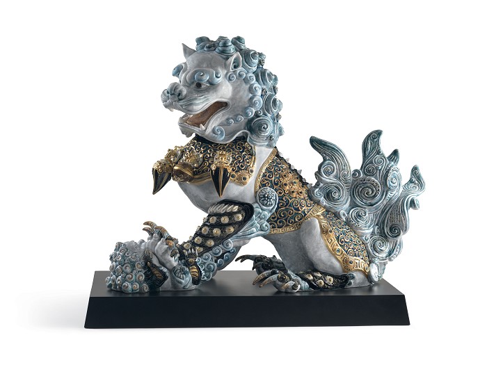 Lladro Guardian Lioness - Blue Porcelain Figurine