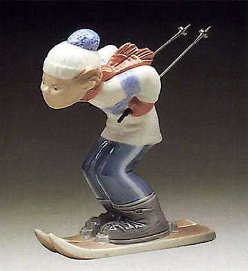 Lladro Skier Puppet Porcelain Figurine