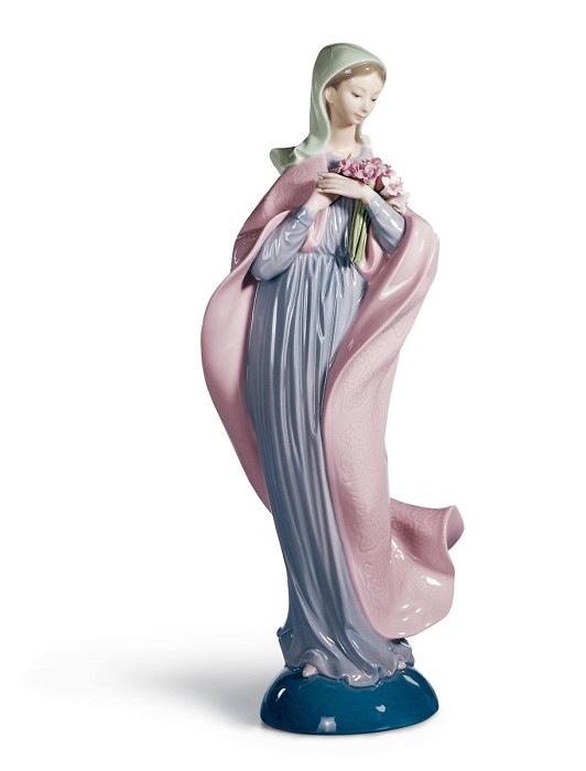 Lladro Our Lady with Flowers Porcelain Figurine