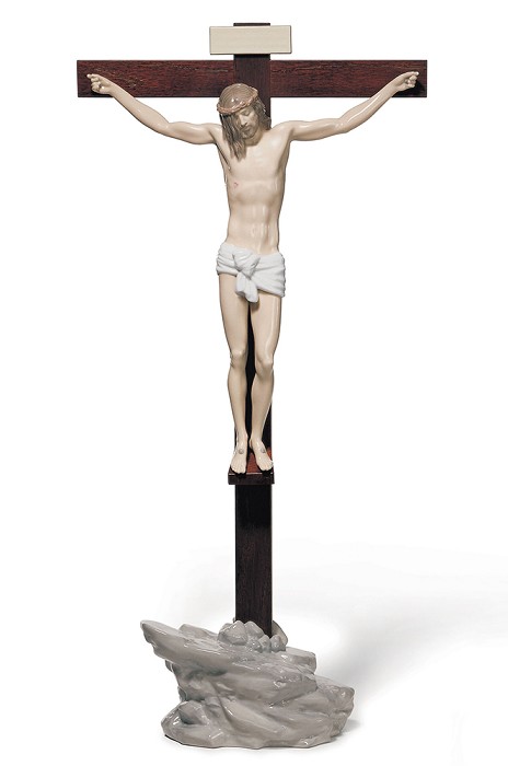 Lladro Our Savior Crucifix Tabletop Porcelain Figurine