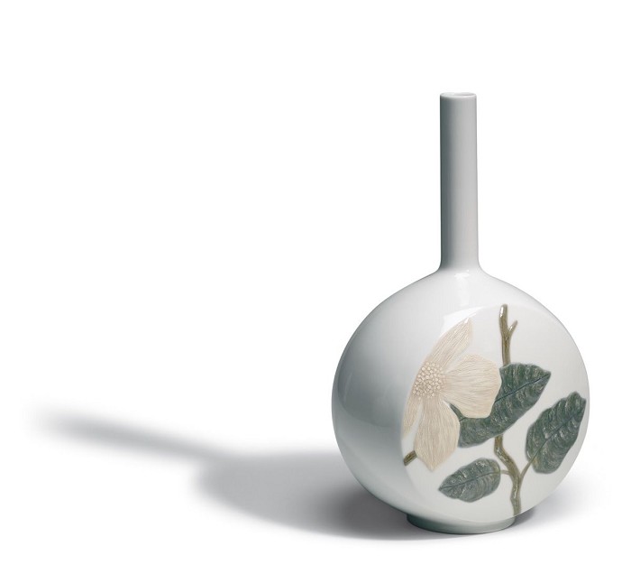 Lladro Canvas Vase Flower Twig 01007074 Porcelain Figurine