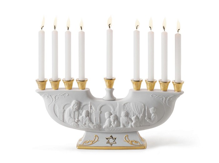 Lladro Menorah Golden Lustre Porcelain Figurine