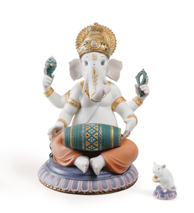 Lladro Mridangam Ganesha 