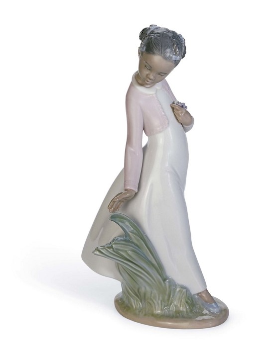 Lladro Black Legacy PRETTY FLOWERS! Porcelain Figurine