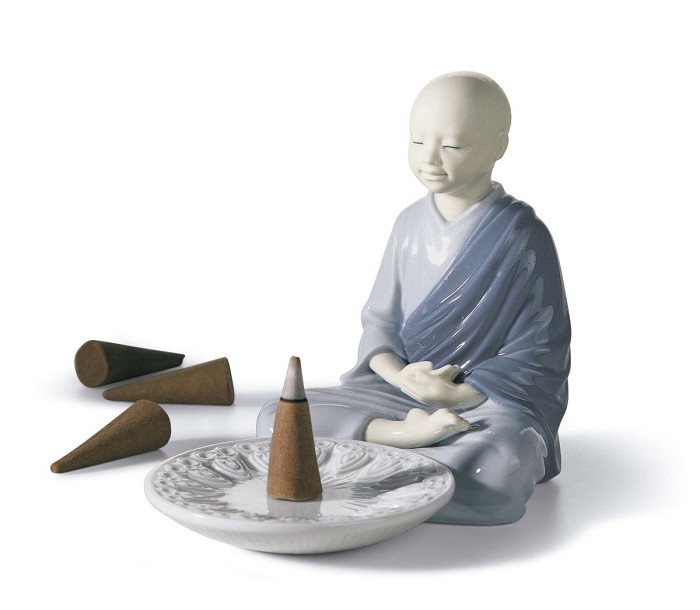 Lladro Incense Burner (Blue) Porcelain Figurine