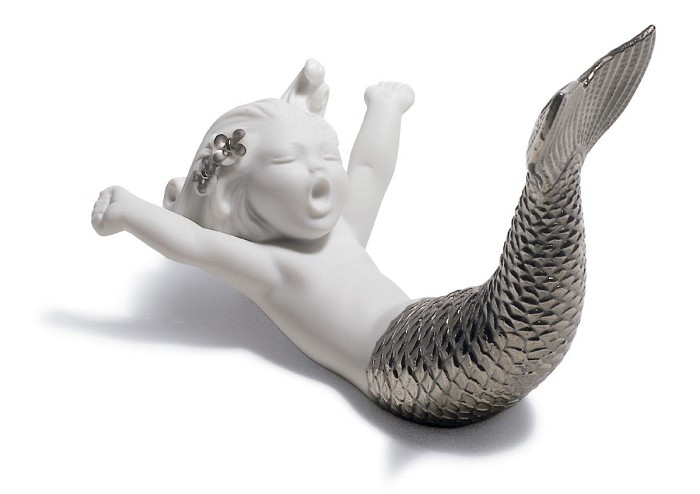Lladro WAKING UP AT SEA (SILVER RE-DECO) Porcelain Figurine
