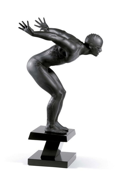Lladro Swimmer (Black) Porcelain Figurine