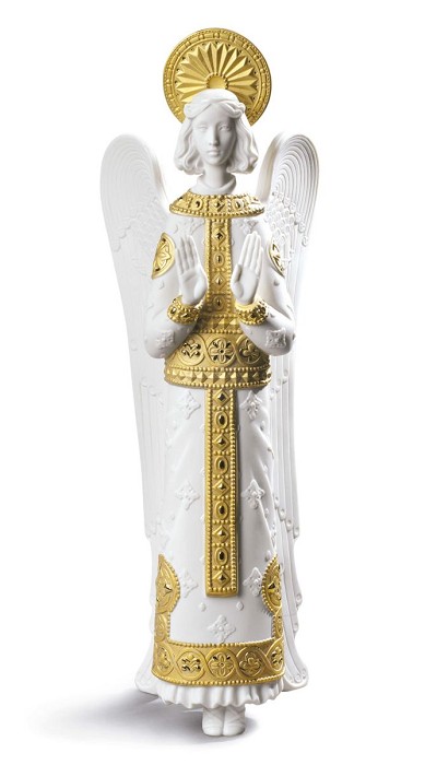 Lladro ROMANESQUE ANGEL (WHITE-GOLDEN) Porcelain Figurine