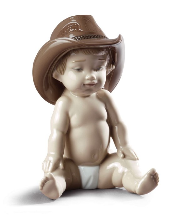 Lladro Boy with Cowboy Hat Porcelain Figurine