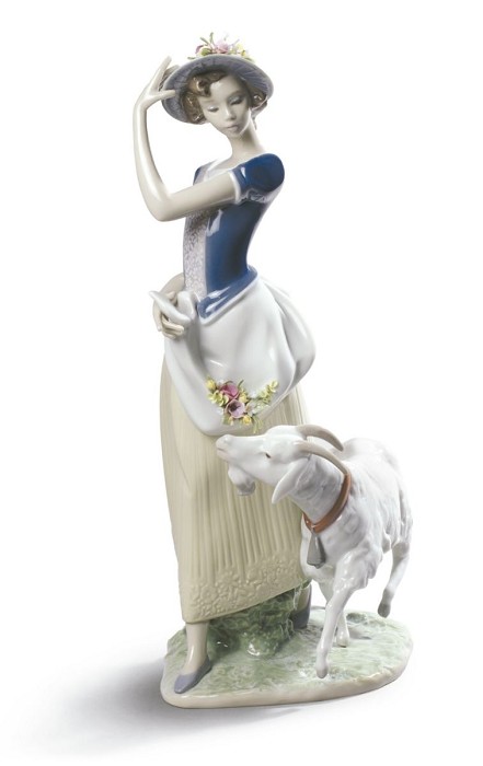 Lladro Young Shepherdess Woman Porcelain Figurine