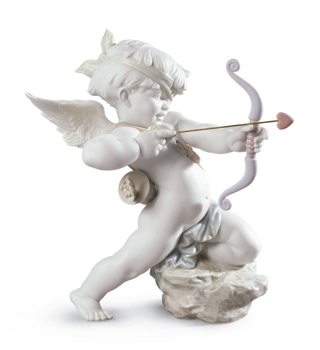 Lladro Straight to The Heart Cupid Angel Porcelain Figurine