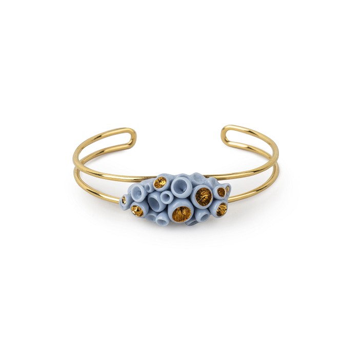 Lladro Jewelry Golden Blue Reef Metal Bracelet 