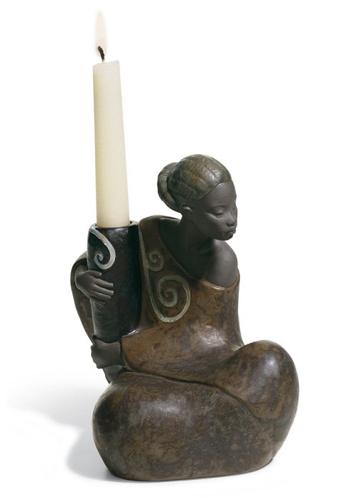 Lladro Pulse Of Africa WOMAN WITH JAR CANDLEHOLDER PULSE OF AFRICA  Porcelain Figurine