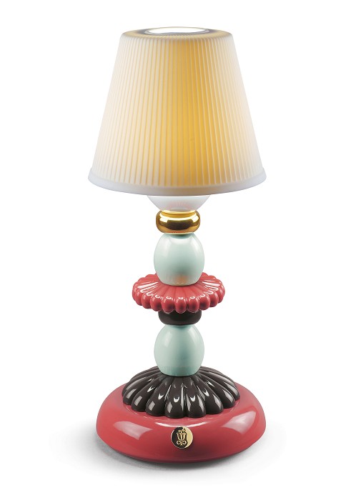 Lladro Lighting Lotus Firefly Golden Fall Table Lamp Red Coral 