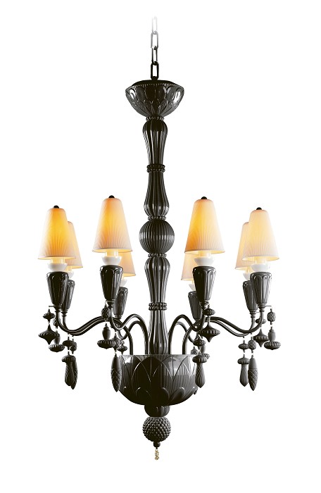 Lladro Lighting Ivy and Seed 8 Lights Chandelier Absolute Black 