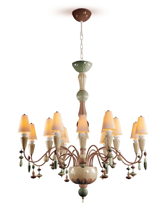 Lladro Lighting Ivy and Seed 16 Lights Chandelier Medium Flat Model Spices 