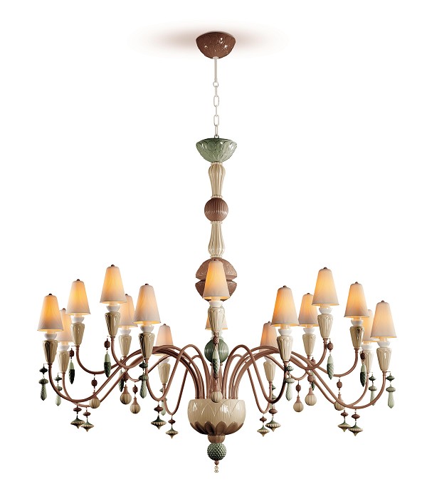 Lladro Lighting Ivy and Seed 16 Lights Chandelier Large Flat Model Spices 