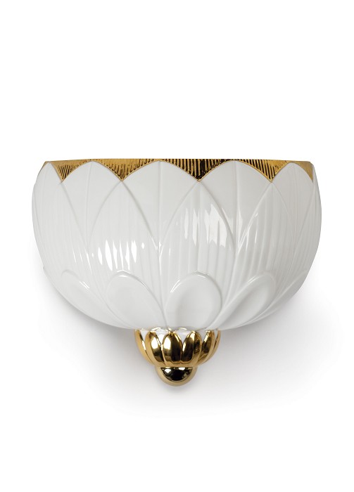 Lladro Lighting Ivy & Seed Wall Sconce White and Gold 