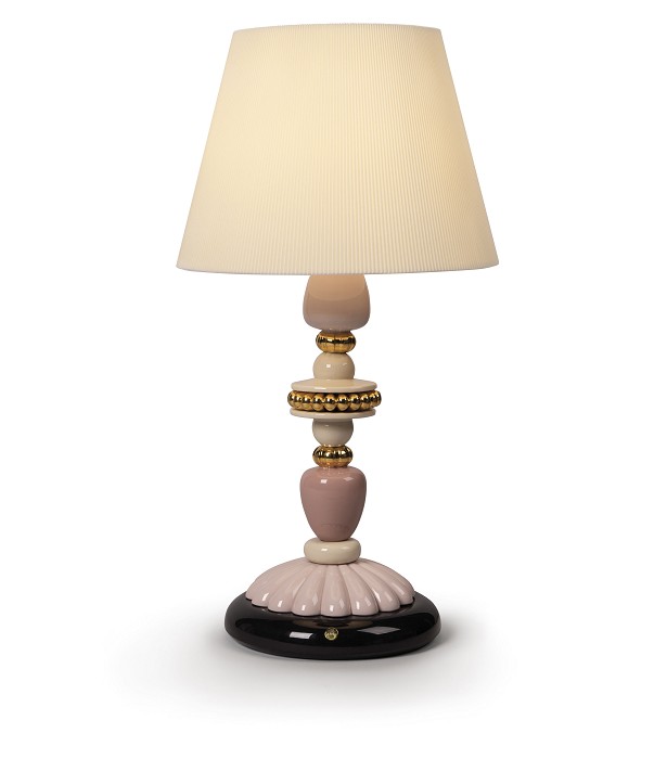 Lladro Lighting Firefly Table Lamp Pink and Golden Luster 