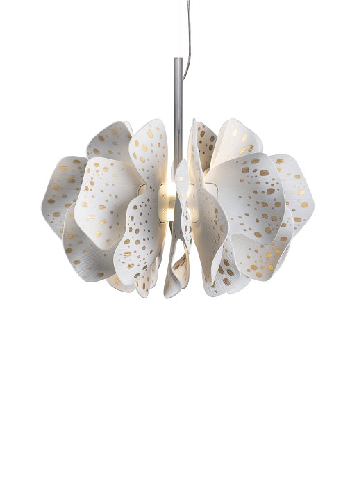 Lladro Lighting Nightbloom Hanging Lamp 40cm White & gold Lighting