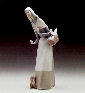 Lladro Shepherdess With Dog 1969-89 Porcelain Figurine