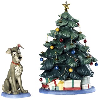 WDCC Disney Classics Lady And The Tramp Tramp And Tree At Home For Christmas Porcelain Figurine