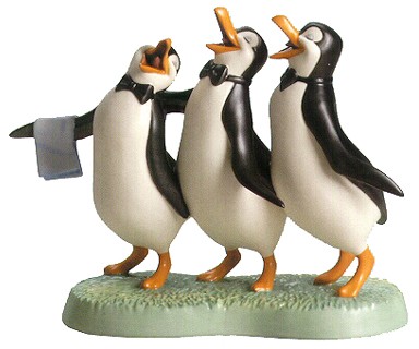 WDCC Disney Classics Penguin Trio Anything for You, Mary Poppins From Mary Poppins Porcelain Figurine